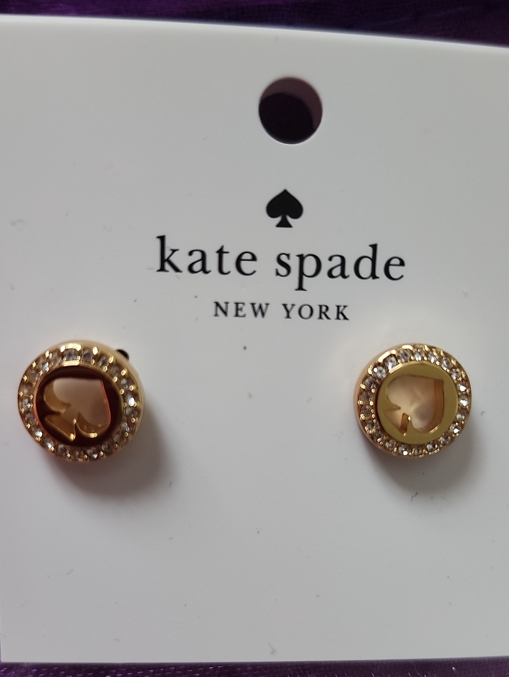 kate spade NEW Spot The Spade Gold Spade Cutout Crystal Halo Stud Earrings